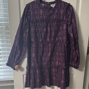 Elegant Purple Patterned Mini Dress